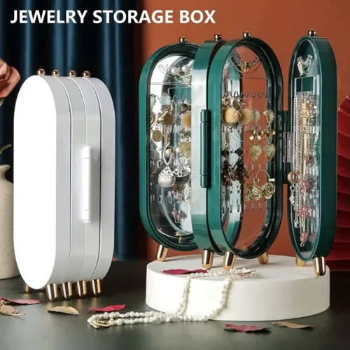 Folding Jewelry Box Organizer with Mirror